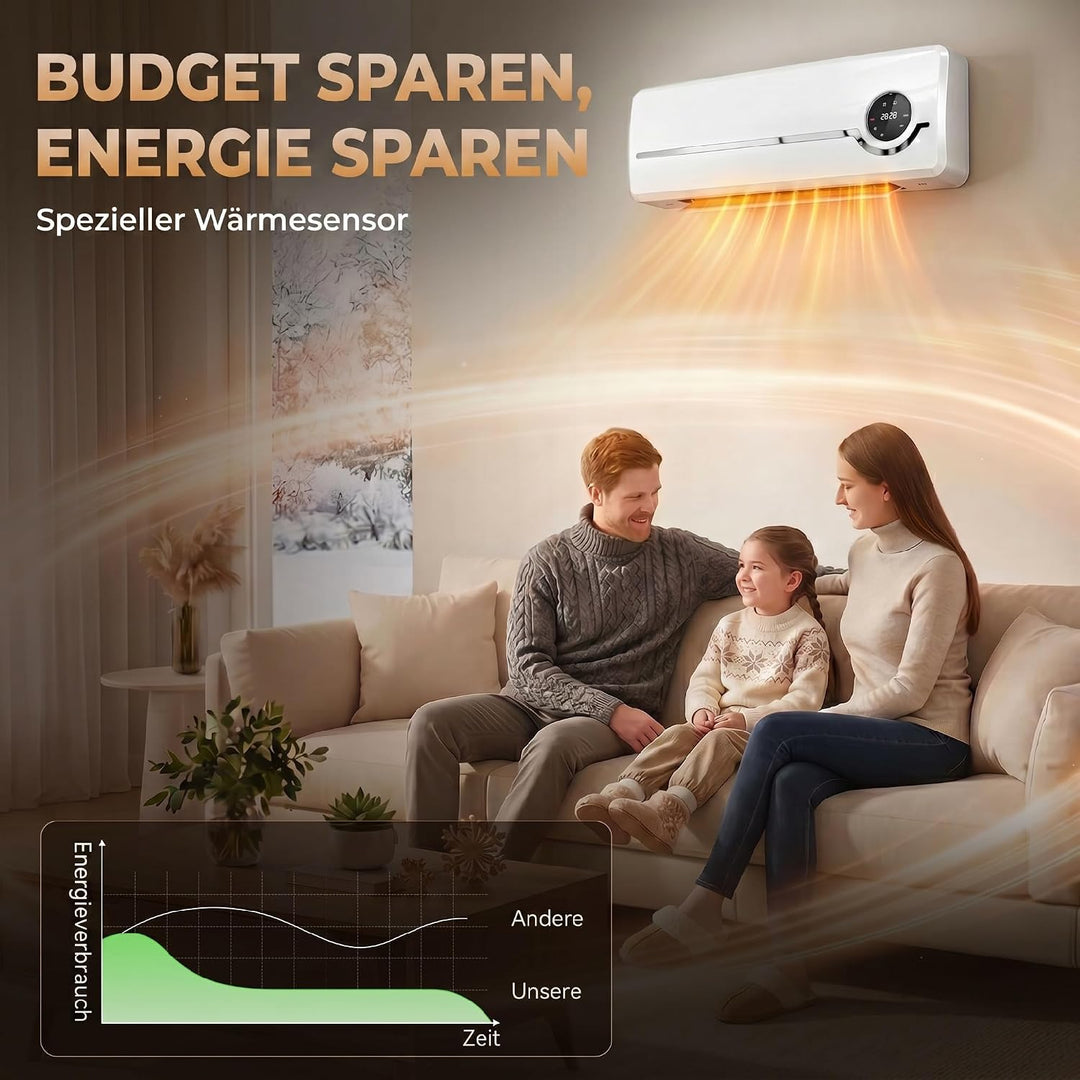 HOMCOM Heizlüfter zur Wandmontage 2000W mit Ventilator, Fernbedienung | Keramik-Wandheizung, 2 Heizm