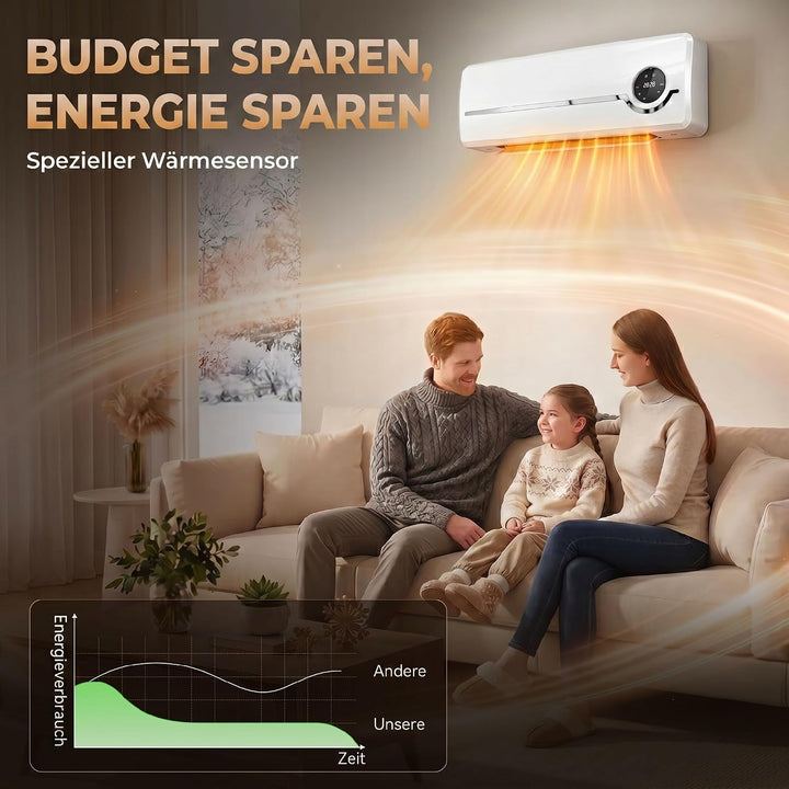 HOMCOM Heizlüfter zur Wandmontage 2000W mit Ventilator, Fernbedienung | Keramik-Wandheizung, 2 Heizm
