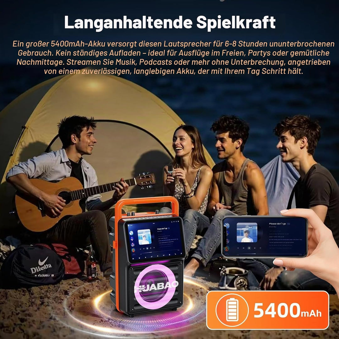 Karaoke-Maschine mit integriertem 10,1-Zoll-Bildschirm, Bluetooth-Lautsprecher mit Liedtextanzeige,