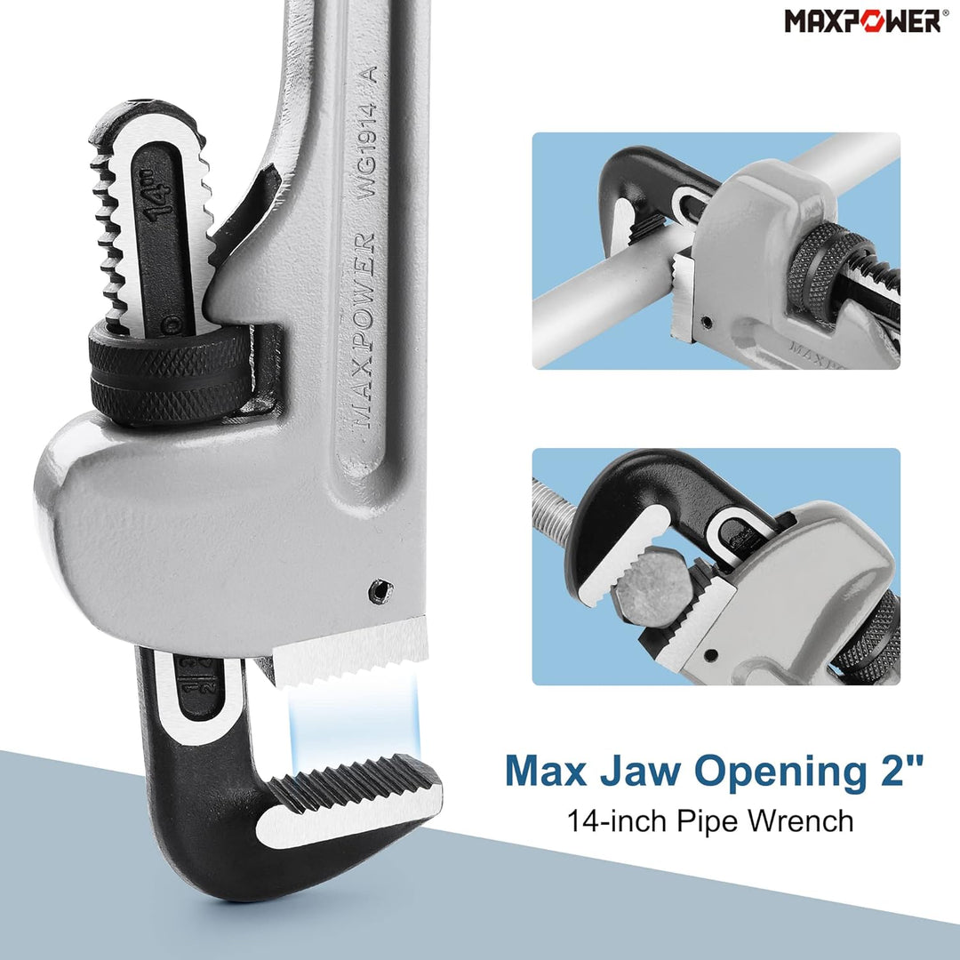 MAXPOWER 350mm Rohrzange 14 Zoll Verstellbarer Schraubenschlüssel, Extra breiter verstellbarer Schra