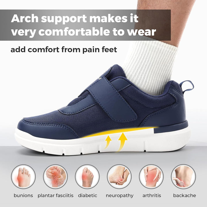 FitVille Diabetiker Schuhe Herren Extra Weit mit Klettverschluss überbreite weiche Gesundheitsschuhe