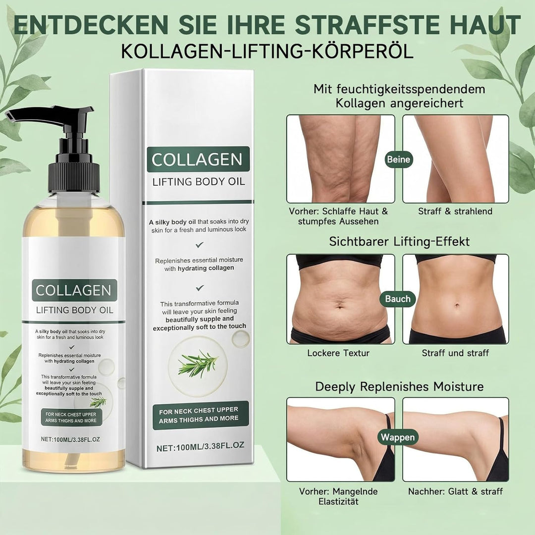 Collagen Lifting Body Oil, 2PC Collagen Lifting Körperöl, Körperöl Straffend, Feuchtigkeitsspendende