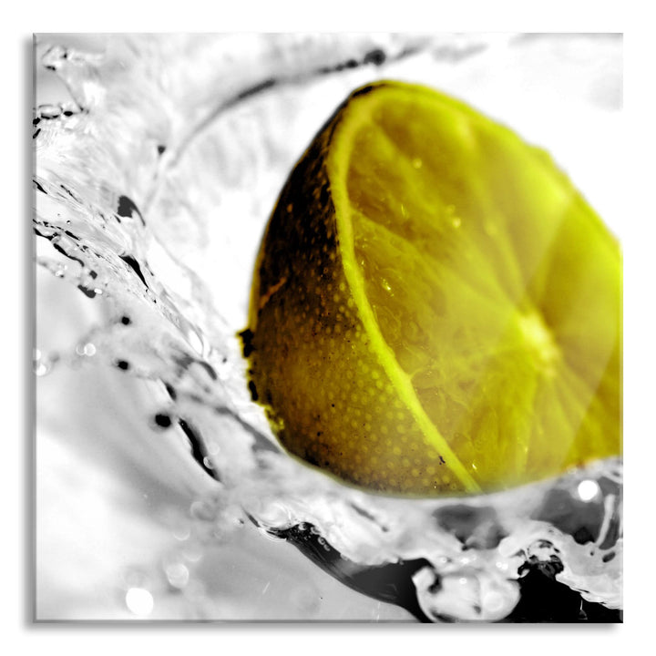 Pixxprint Glasbild | Wandbild auf Echtglas | Limette im Wasser | 40x40 cm | inkl. Aufhängung und Abs