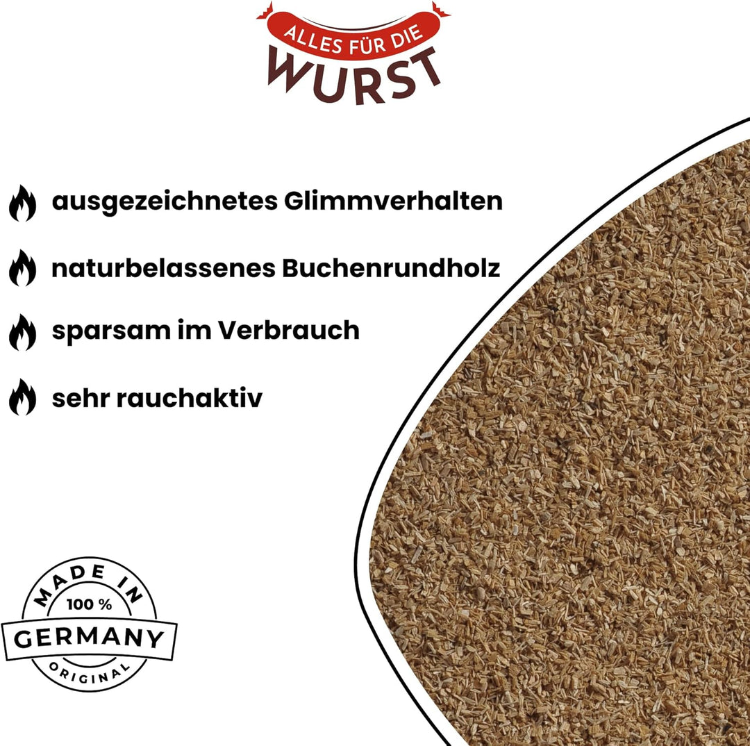 Alles für die Wurst - Räuchermehl Buche, naturbelassenes Buchenrundholz, verschiedene Körnungen erhä