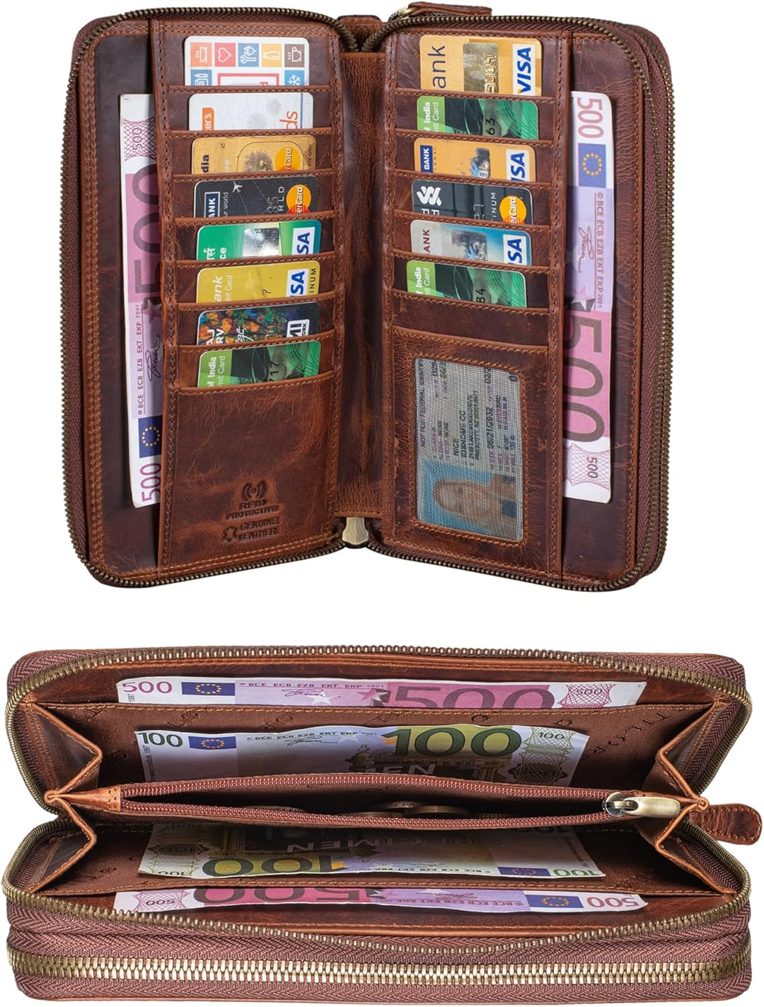 STILORD 'Sean' Geldtasche Herren Leder mit Griff Grosse Geldbörse Männer Portemonnaie RFID Schutz Wa