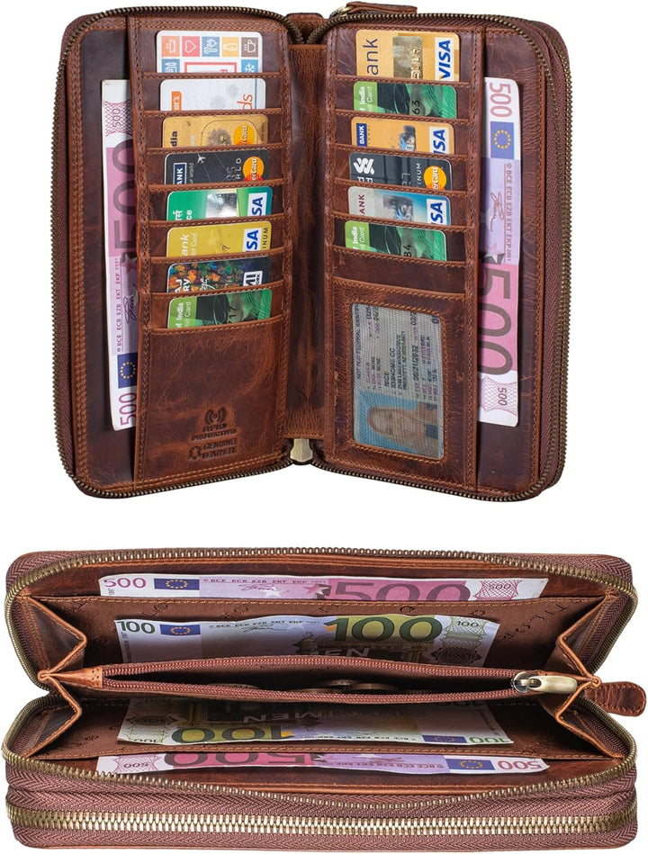 STILORD 'Sean' Geldtasche Herren Leder mit Griff Grosse Geldbörse Männer Portemonnaie RFID Schutz Wa