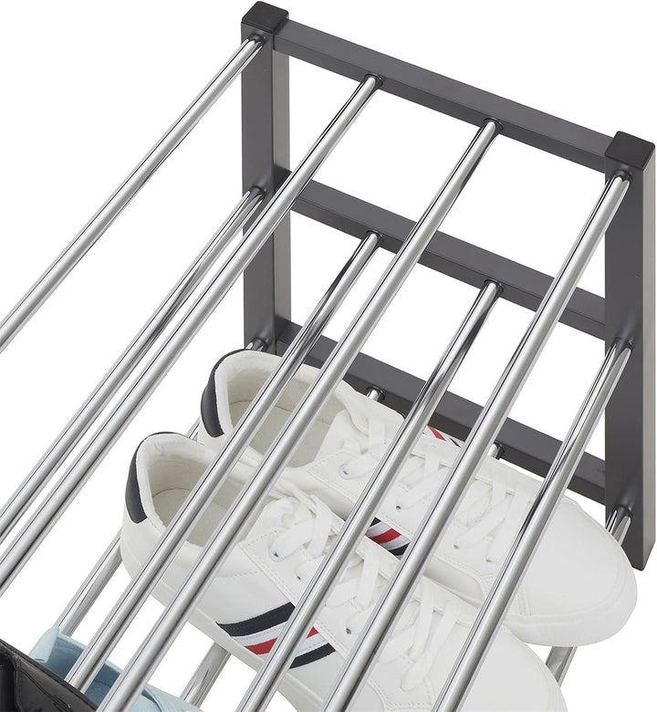 IDIMEX Schuhregal Dublin mit 3 Ablagen in grau. Robuste Schuhablage mit Metallrahmen, edel verchromt