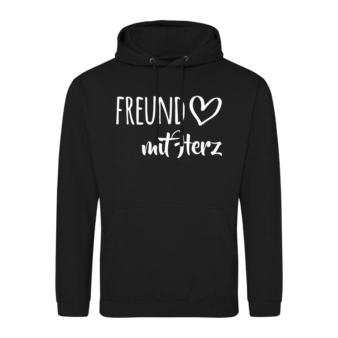 Unisex Hoodie Freund mit Herz Geschenk Pullover Grösse S-3XL Vegan Freund Geschenkidee, Deep Black