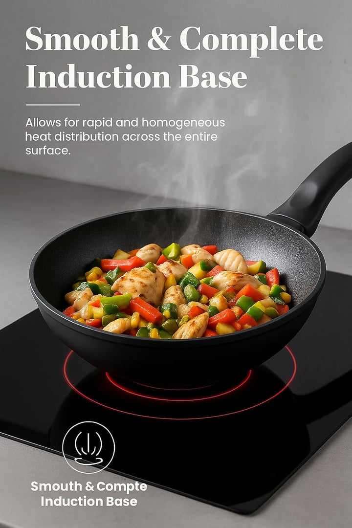 WECOOK! Ecostone Bratpfanne 24 cm, Antihaftbeschichtung XYLAN Plus Ökologisch PFOA-frei, Geschmiedet