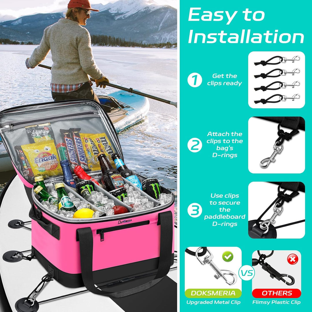 Paddle Board Cooler Wasserdicht, Super Capacity SUP Paddleboard Deck Cooler mit Schultergurt & 6 ela