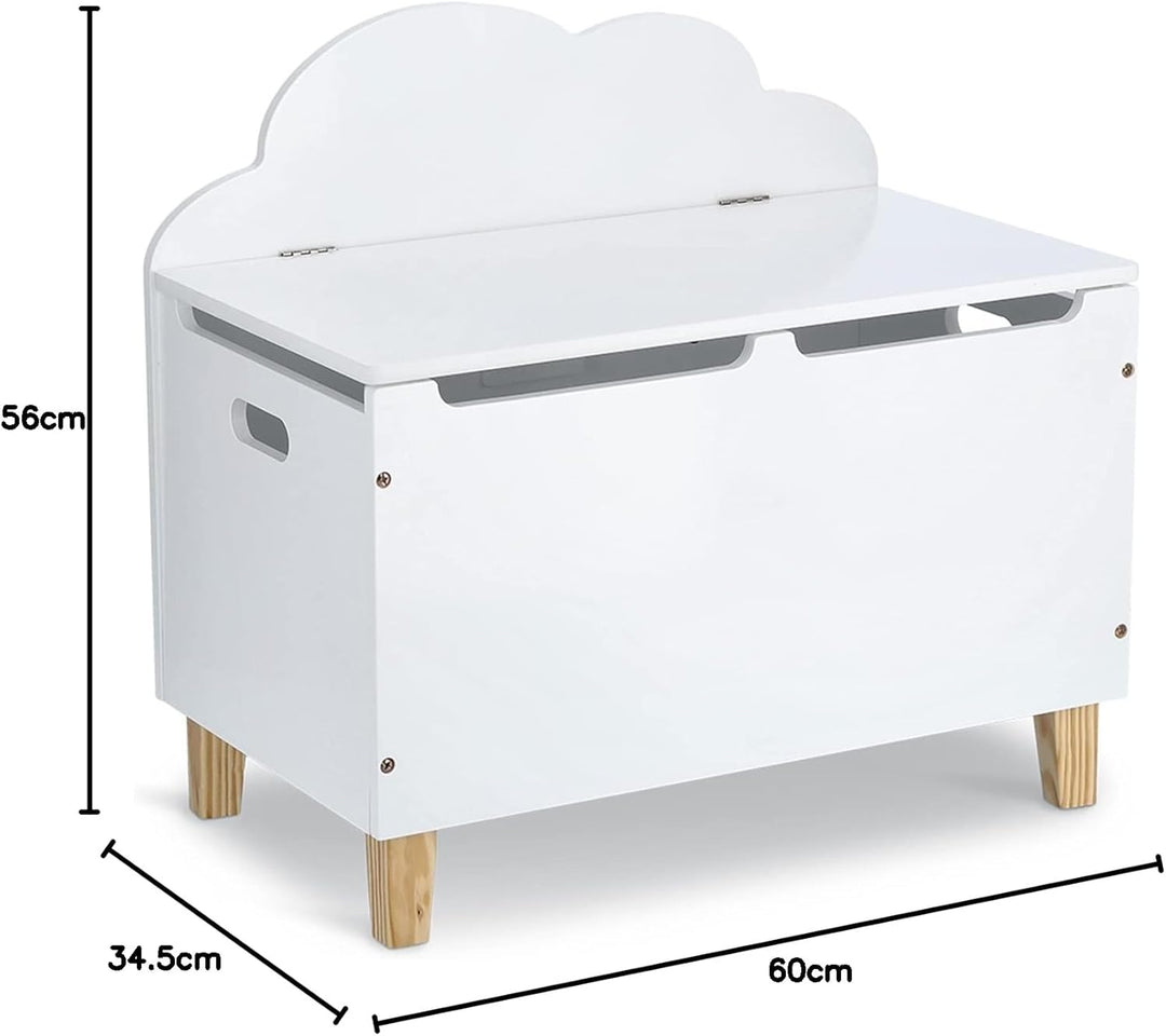 Zeller 13509 Kinder-Truhe "Wolke" mit Deckel, MDF/Kiefer, weiss, ca. 60 x 34,5 x 56 cm