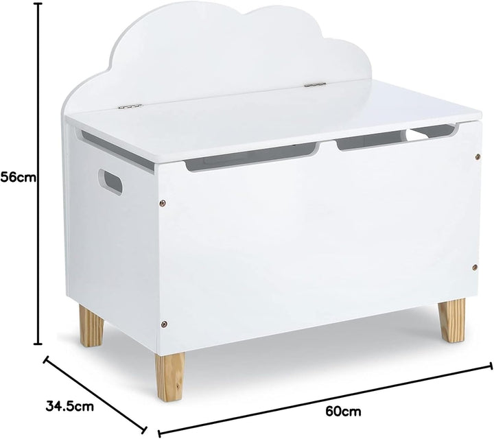 Zeller 13509 Kinder-Truhe "Wolke" mit Deckel, MDF/Kiefer, weiss, ca. 60 x 34,5 x 56 cm