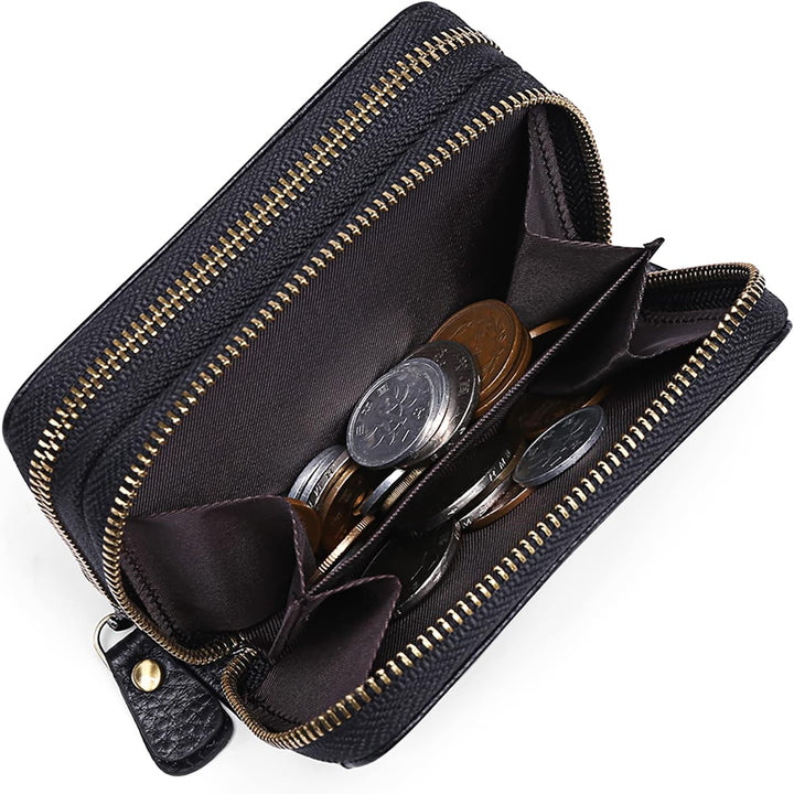 GAEKEAO Damen Geldbörse klein aus Echtes Leder, Geldbeutel für Frauen mit RFID-Schutz, Mini Damen Po