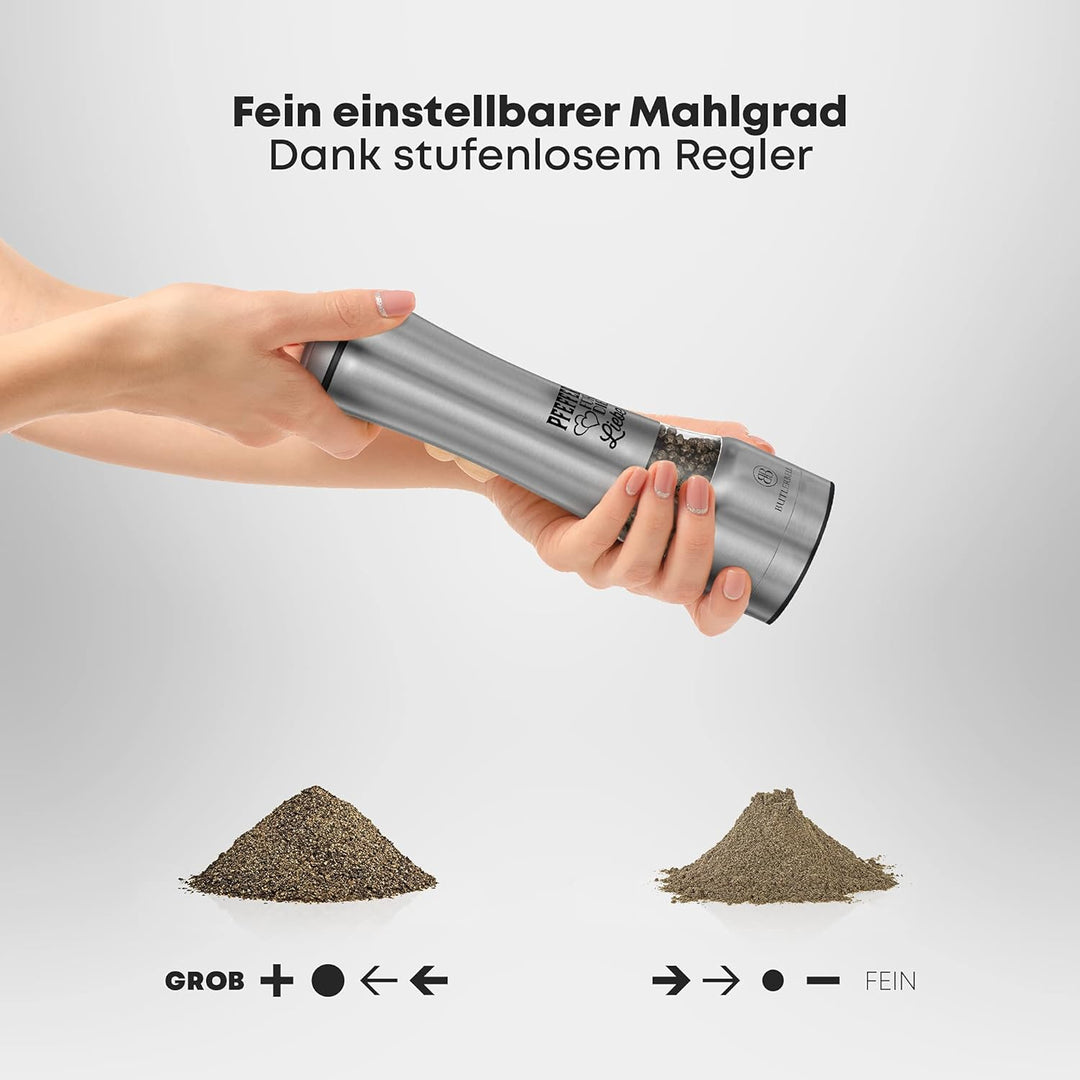 BUTLERBELL® Salz und Pfeffermühle mit Keramikmahlwerk | Gewürzmühlen Set | Hochzeitsgeschenke für Br