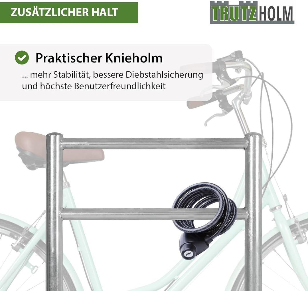 TRUTZHOLM Fahrradanlehnbügel mit Knieholm 115x75 cm Stahl feuerverzinkt Ø 60 mm Anlehnbügel zum Einb