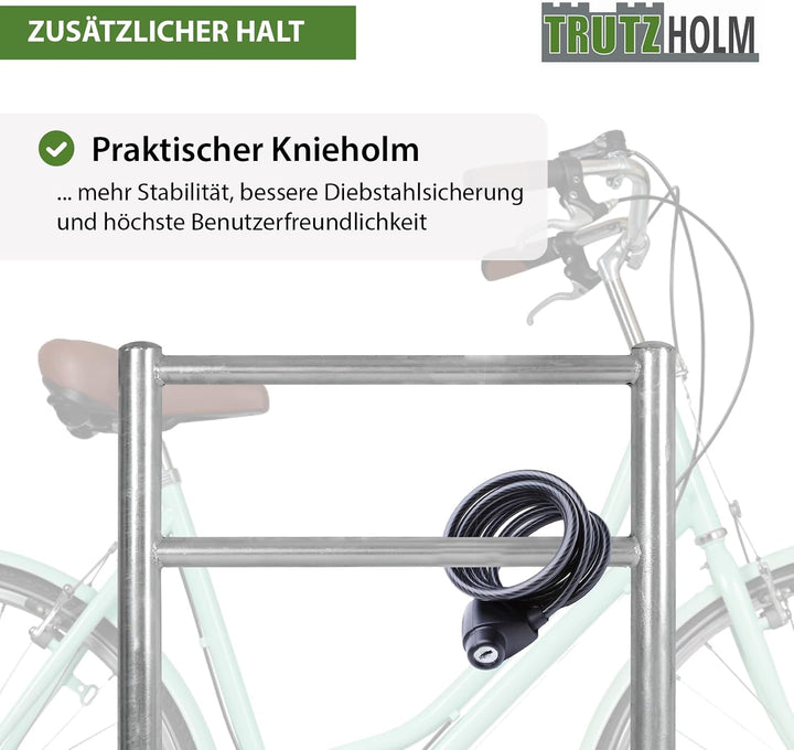 TRUTZHOLM 5x Fahrradanlehnbügel mit Knieholm 115x75 cm Stahl feuerverzinkt Ø 60 mm Anlehnbügel zum E