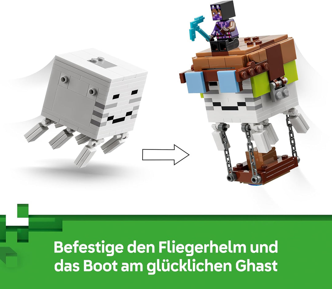 LEGO Minecraft Ghast-Station - Spielzeug mit 8 Figuren inkl. 2 Skelette und 4 Ghasts mit Zubehör - Z