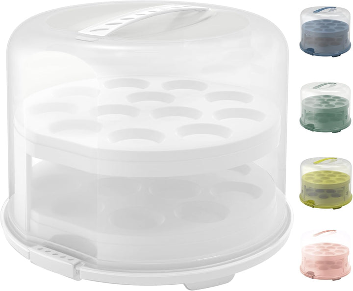 Rotho Fresh Tortenglocke hoch mit Trays, lebensmittelechter Kunststoff (PP) BPA-frei, weiss/transpar