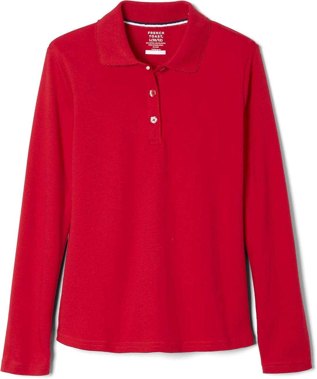 French Toast Mädchen-Langarm-Poloshirt mit Picotkragen 4-5 Jahre Rot, 4-5 Jahre Rot