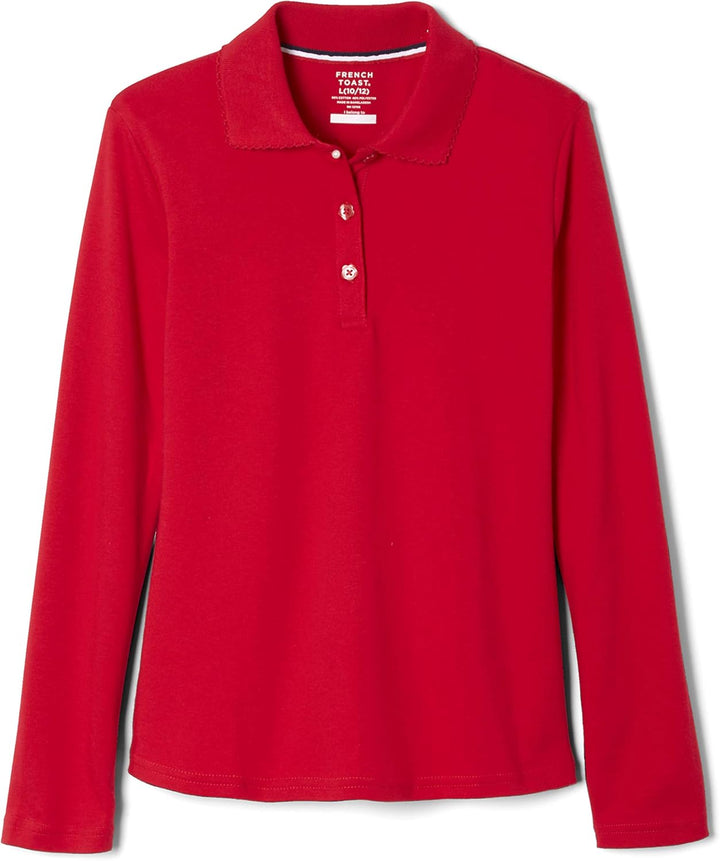French Toast Mädchen-Langarm-Poloshirt mit Picotkragen 3-4 Jahre Rot, 3-4 Jahre Rot