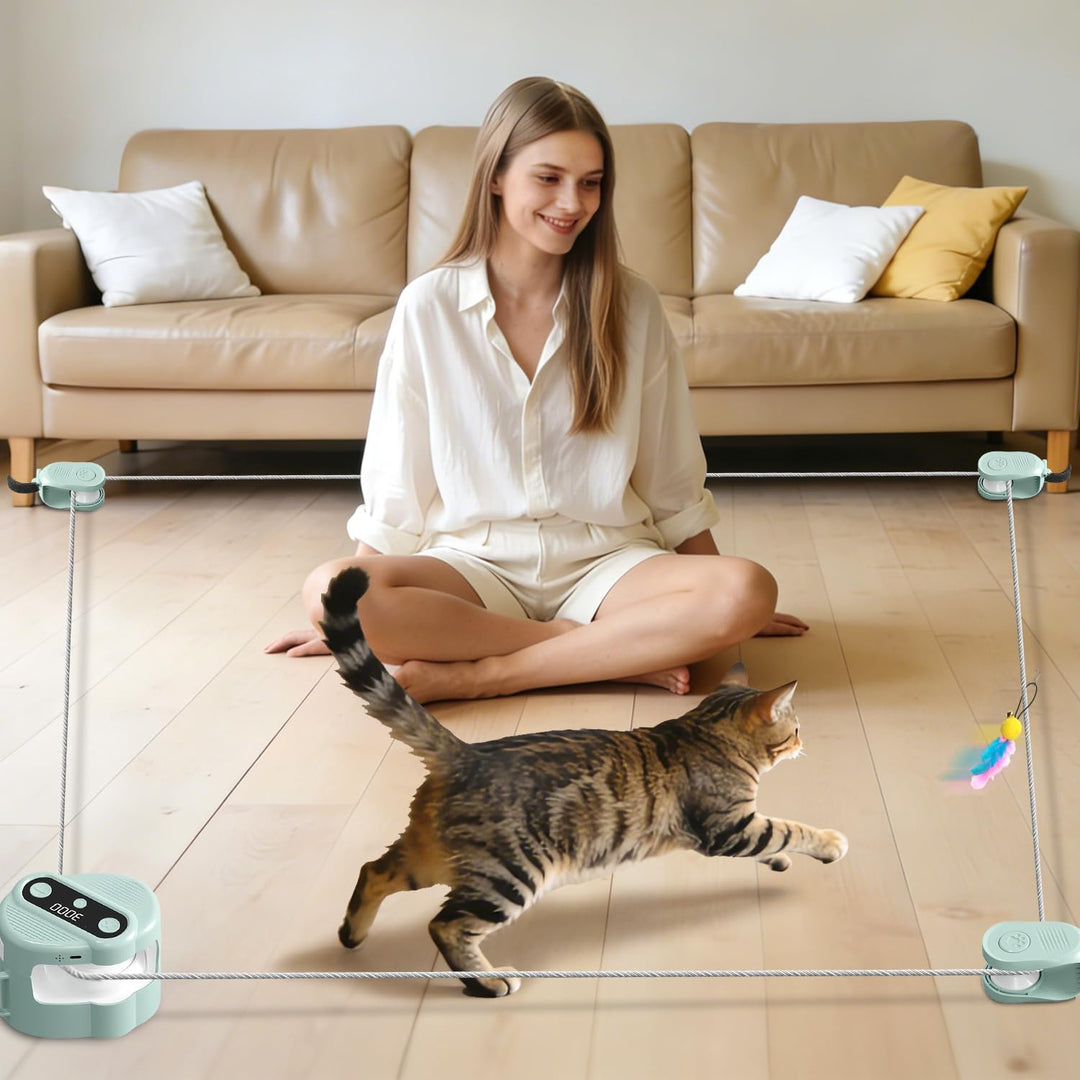 Interaktives Katzenspielzeug, Katzenlaufband Katzenspielzeug Elektrisch mit Fernbedienung, 4 Geschwi