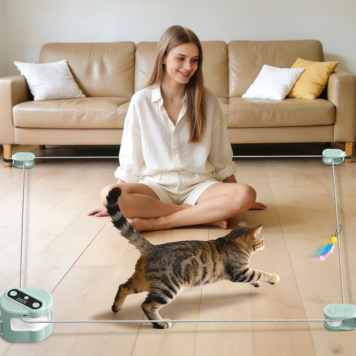 Interaktives Katzenspielzeug, Katzenlaufband Katzenspielzeug Elektrisch mit Fernbedienung, 4 Geschwi