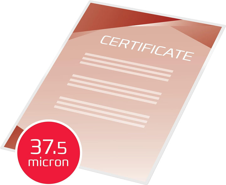 GBC Laminierfolien A4, Extra dünn, 2 x 37,5 mic, Robuste Laminiertaschen im 100er Pack, Glänzend, Tr