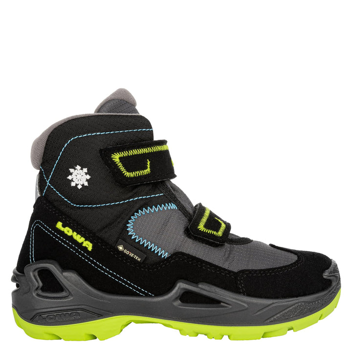LOWA MILO GTX MID Kinder Winterstiefel gefüttert Outdoor Goretex 640542 25 EU Black Turquoise, 25 EU