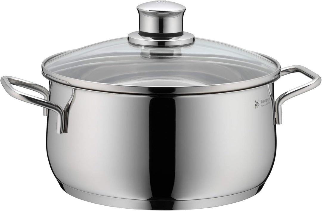 WMF Diadem Plus Topfset Induktion 3-teilig, Kochtopf Set mit Glasdeckel, Cromargan Edelstahl poliert