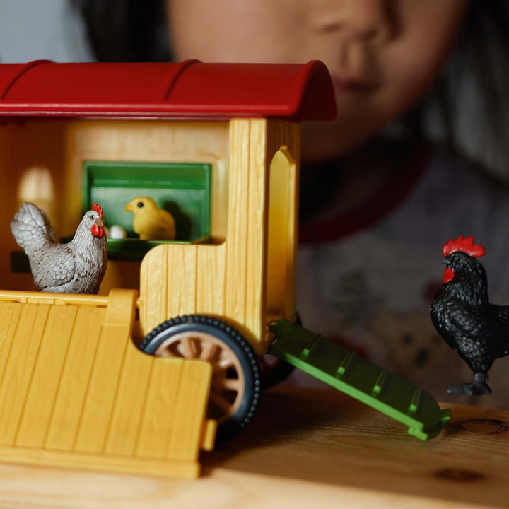 schleich Farm World | Hühnerstall 42572 | schleich Tiere Set & Zubehör | Stall auf Rädern und abnehm