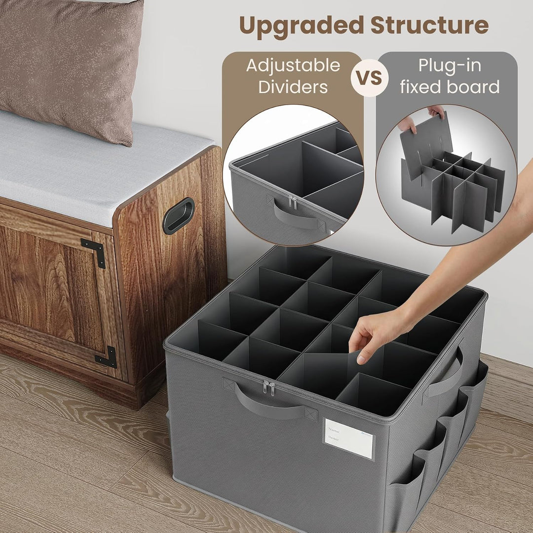 Varhomax Schuhorganizer-Box 2er-Set für Schrank | Stoff-Aufbewahrungsbox mit verstellbaren Trennwänd