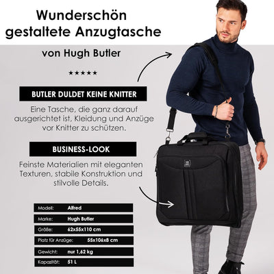 Reise Kleidersack, Anzughülle für 3 Anzüge, Anzugtasche für Herren mit Stärkster Haken, grosser Reis