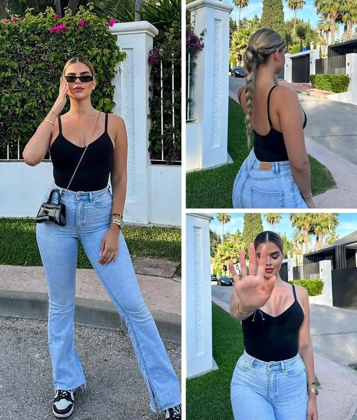 SHAPERX Shapewear Damen Bauchweg Bodysuit Formender Body Shaper Sculpting Tanga mit Verstellbarer Sc