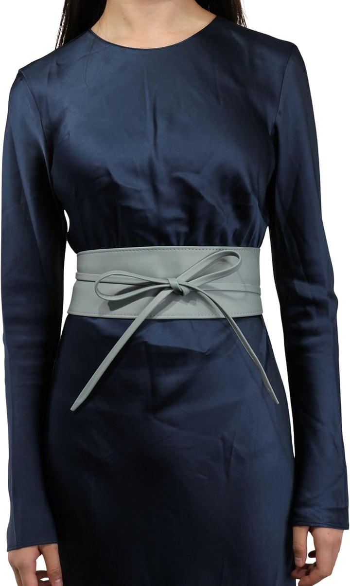 FASHIONGEN - Echtem Rindsleder Vollnarbenleder Obi Gürtel für Damen, Bindgürtel, CASSIANE S-M Grau G