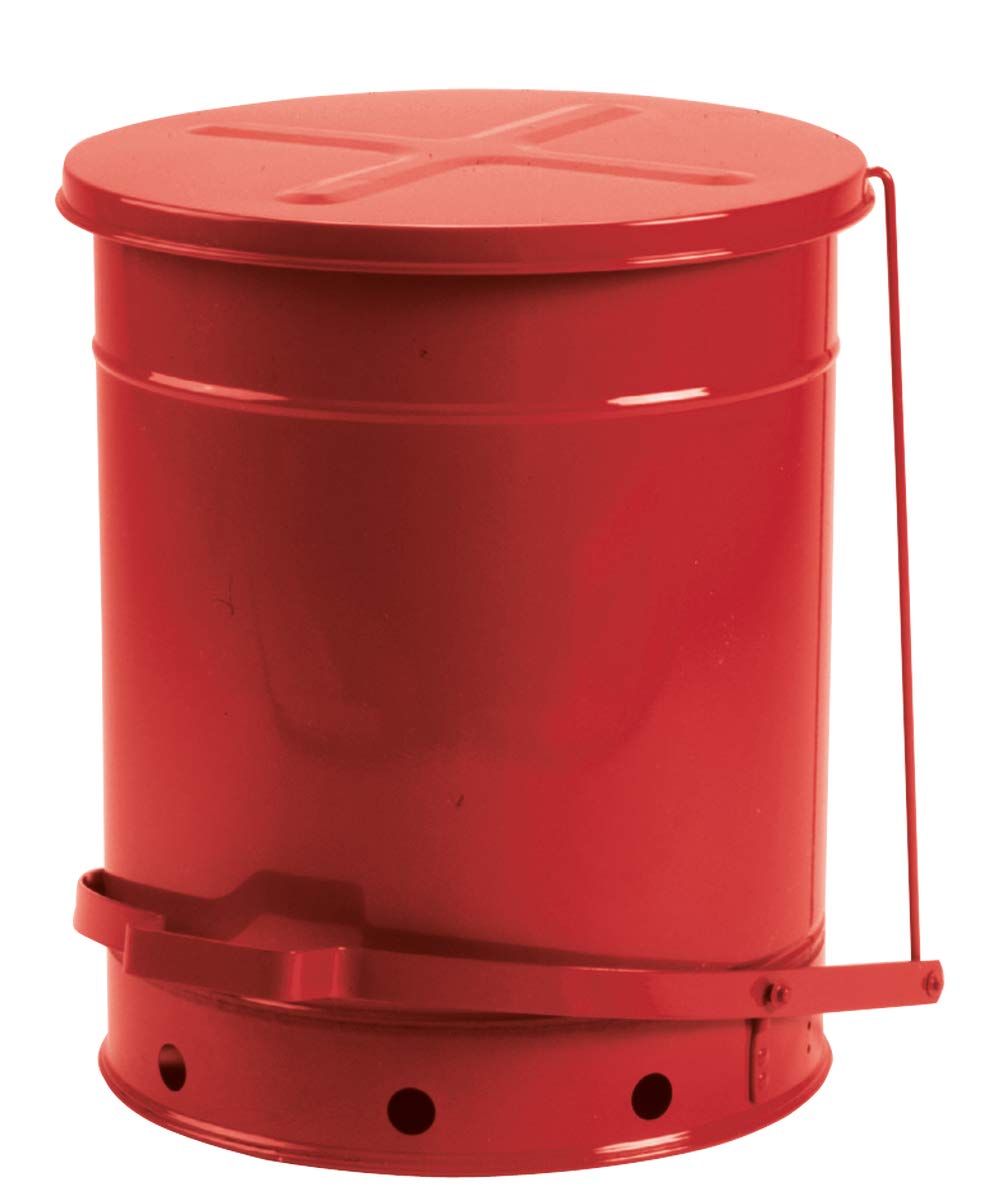 ASECOS Entsorgungsbehälter Fusspedal St.bl. vz.+lk. Rot V=52 L, Ø x H 410x510