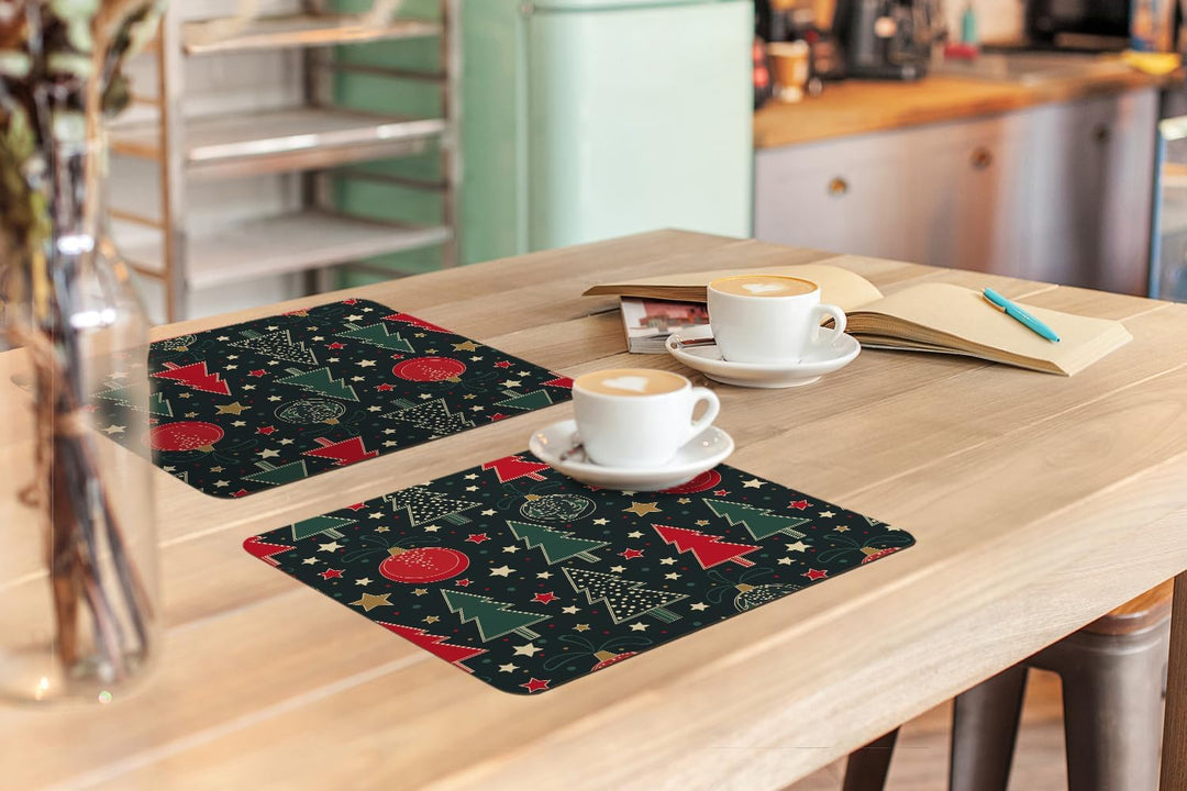 KitchenYeah© Platzsets Abwaschbar 6-Teilig Tischsets Platzdeckchen Illustration - Weihnachten, Illus