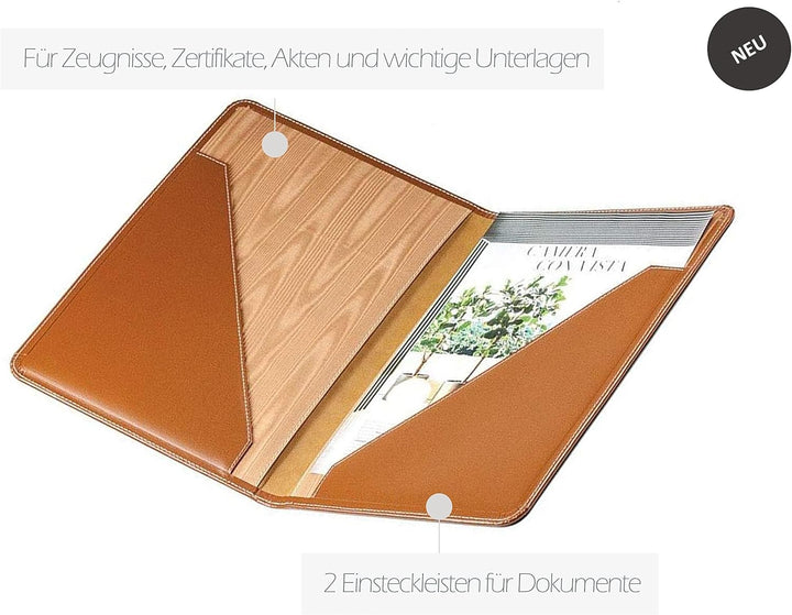 DELMON VARONE - Personalisierbare Urkundenmappe DIN A4 aus Cambridge Top Grain Leder braun, Dokument