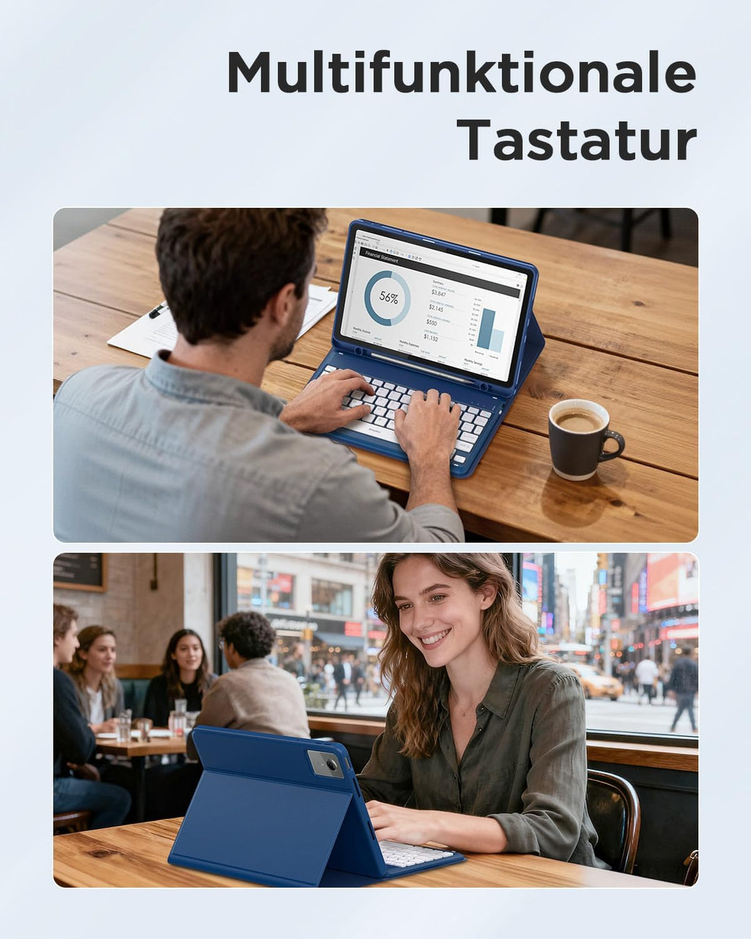 EasyAcc Tastatur Hülle kompatibel mit Lenovo Idea Tab 11 Zoll Tablet 2025 (TB-336ZU/TB-336FU) mit Sc
