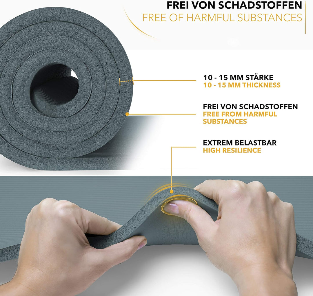 TRESKO Yogamatte Phthalatfrei - Gymnastikmatte rutschfest, Pilatesmatte Fitnessmatte mit Tragegurt,
