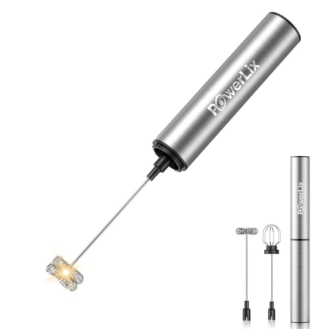 POWERLIX Pro 3-in-1 Elektrischer Milchschäumer Handheld - USB-C Wiederaufladbar, 10.000 U/min Schnel