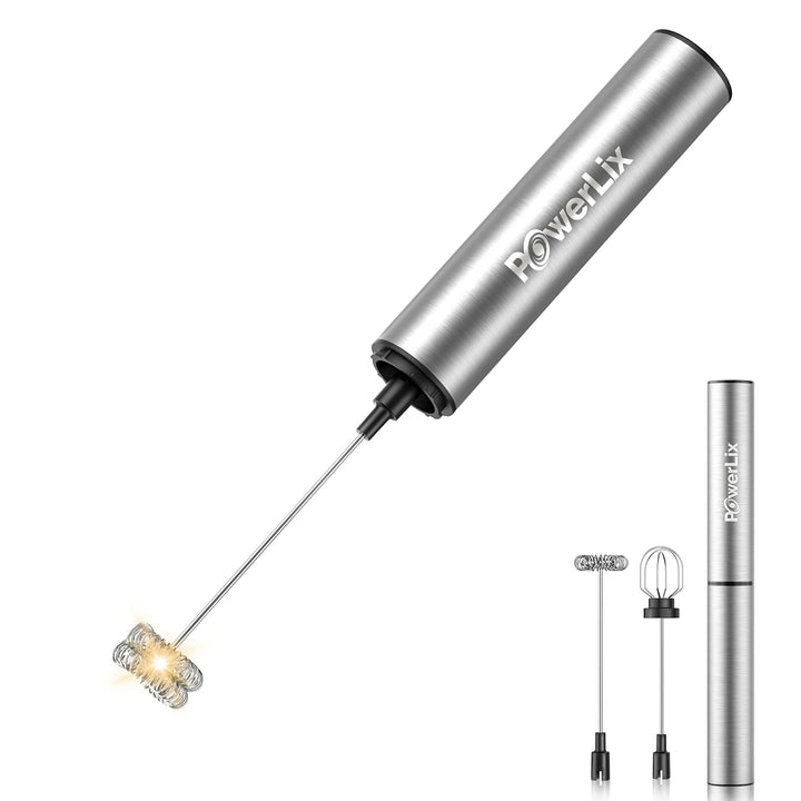 POWERLIX Pro 3-in-1 Elektrischer Milchschäumer Handheld - USB-C Wiederaufladbar, 10.000 U/min Schnel