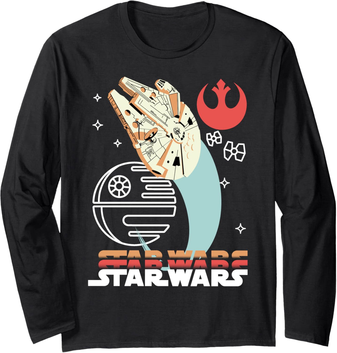 Star Wars Millennium Falcon Cartoon Star Poster Langarmshirt