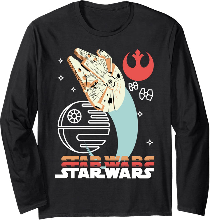 Star Wars Millennium Falcon Cartoon Star Poster Langarmshirt