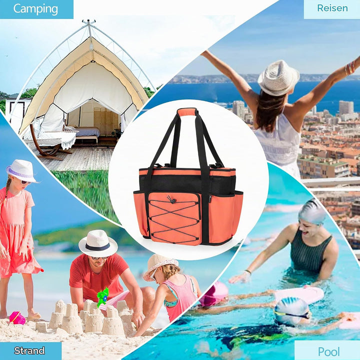 Fasrom Strandtasche XXL mit Reissverschluss unten, badetasche Gross | Mit Trennsystem mit 2 Schichte