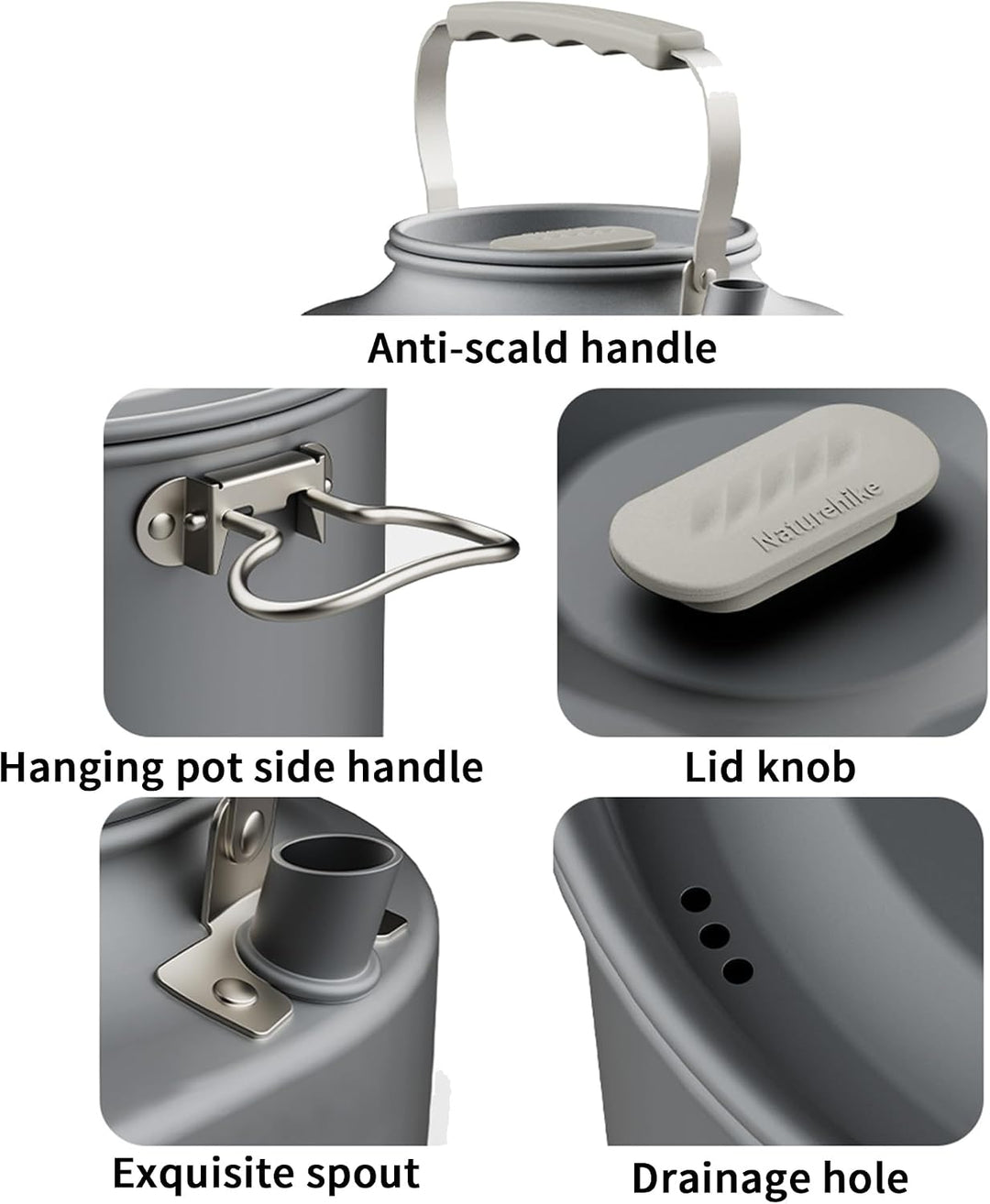 Naturehike Schachtelbares Camping Topfset,Leicht &amp; Hitzebeständig | Lebensmittelechtes Aluminiumlegi