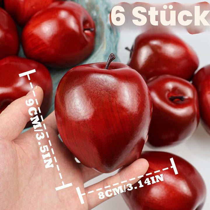 Lorigun Künstliche Äpfel gefälschte Früchte rote köstliche Äpfel für Dekoration, dekorative Frucht,