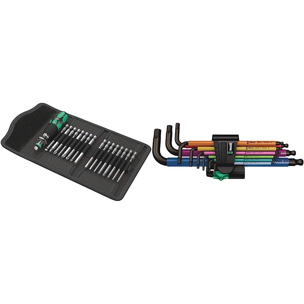 Wera Kraftform Kompakt 60, 17-teilig, Schwarz, 05059295001 & 950 SPKL/9 SM N Multicolour Winkelschlü