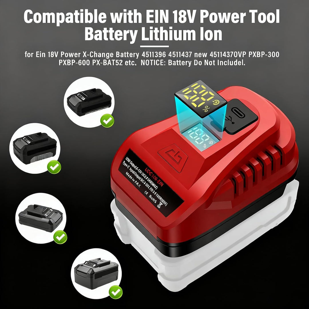 PD 100W für Einhell 18V USB Akku Ladegeräts PD3.0 Type C Handyladegerät Stromquellen Adapter Telefon