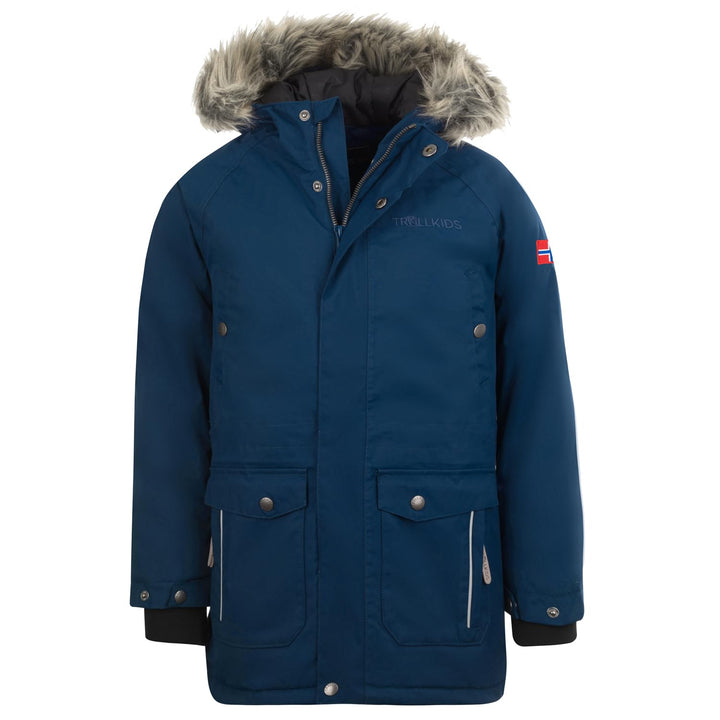 Trollkids Kinder Nordkapp wasserdichter winddichter Parka, 92 Mystik Blau