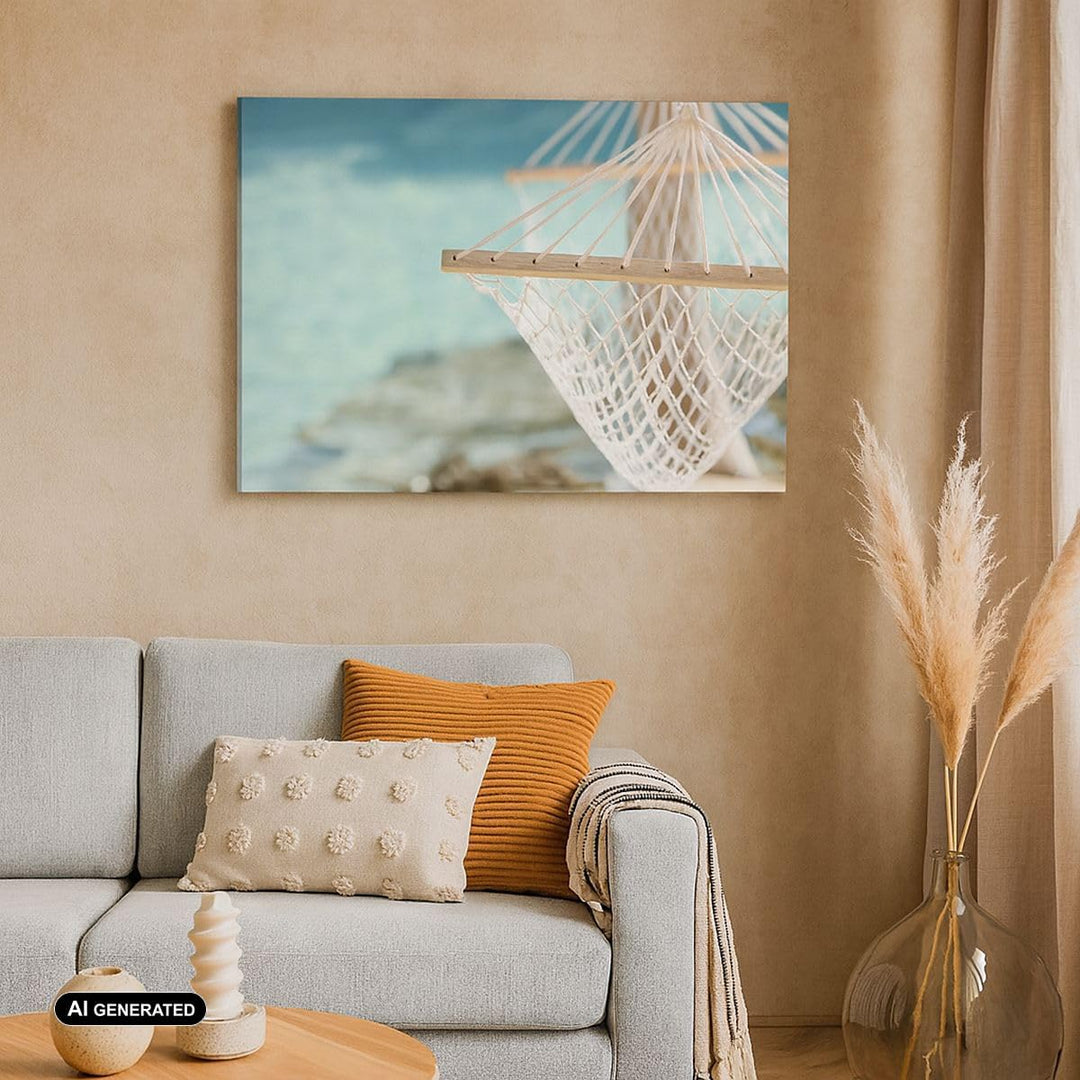 Bilder auf Leinwand 100x70cm Leinwandbild Reise hängematte tropisch strand Gross Wanddeko Bild Schla